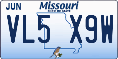 MO license plate VL5X9W