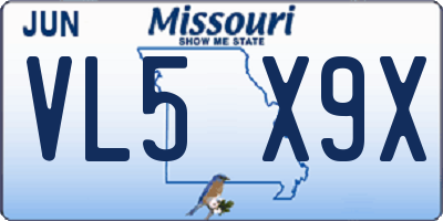 MO license plate VL5X9X