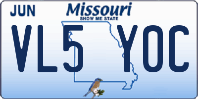 MO license plate VL5Y0C