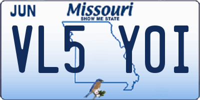 MO license plate VL5Y0I