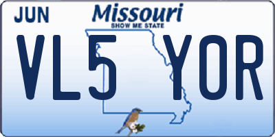MO license plate VL5Y0R
