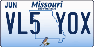MO license plate VL5Y0X