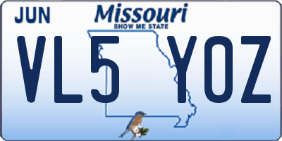 MO license plate VL5Y0Z