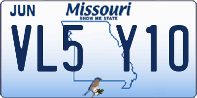 MO license plate VL5Y1O