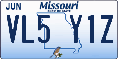 MO license plate VL5Y1Z