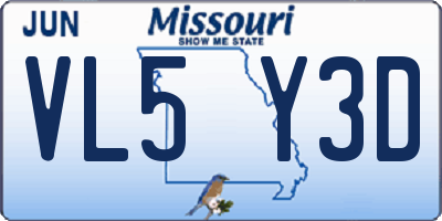 MO license plate VL5Y3D