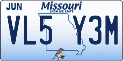 MO license plate VL5Y3M
