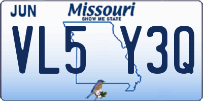 MO license plate VL5Y3Q