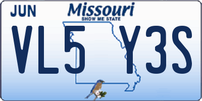 MO license plate VL5Y3S