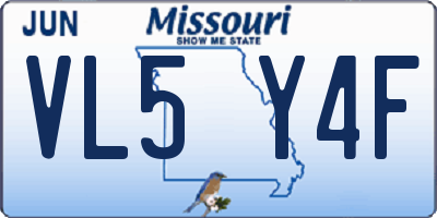 MO license plate VL5Y4F
