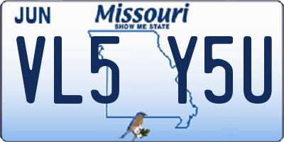 MO license plate VL5Y5U