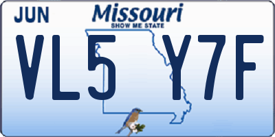 MO license plate VL5Y7F