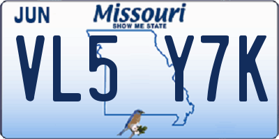 MO license plate VL5Y7K