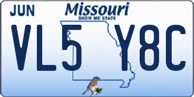 MO license plate VL5Y8C
