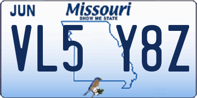 MO license plate VL5Y8Z