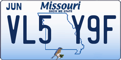 MO license plate VL5Y9F