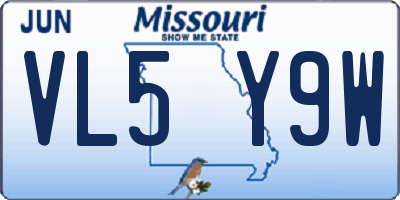 MO license plate VL5Y9W