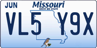 MO license plate VL5Y9X