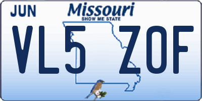 MO license plate VL5Z0F
