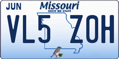 MO license plate VL5Z0H