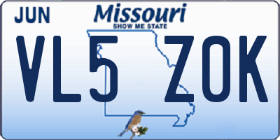MO license plate VL5Z0K
