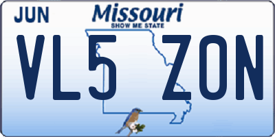 MO license plate VL5Z0N