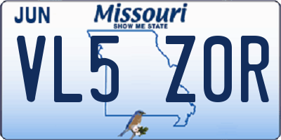 MO license plate VL5Z0R