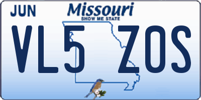 MO license plate VL5Z0S