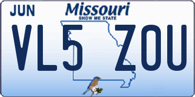 MO license plate VL5Z0U