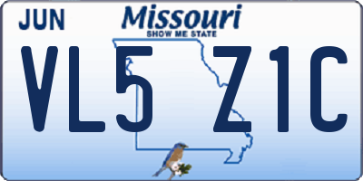 MO license plate VL5Z1C