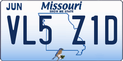 MO license plate VL5Z1D