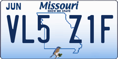 MO license plate VL5Z1F