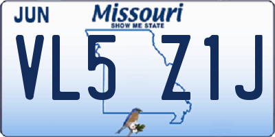 MO license plate VL5Z1J