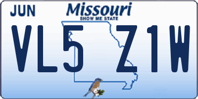 MO license plate VL5Z1W