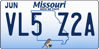 MO license plate VL5Z2A