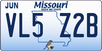 MO license plate VL5Z2B