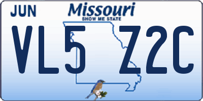MO license plate VL5Z2C