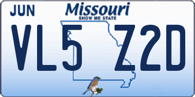 MO license plate VL5Z2D