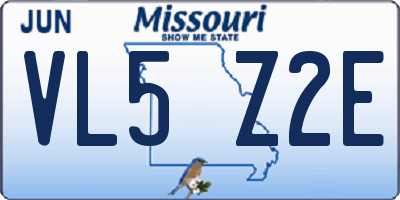 MO license plate VL5Z2E