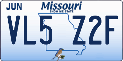 MO license plate VL5Z2F