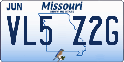 MO license plate VL5Z2G