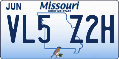 MO license plate VL5Z2H