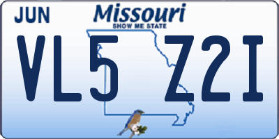 MO license plate VL5Z2I
