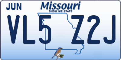 MO license plate VL5Z2J
