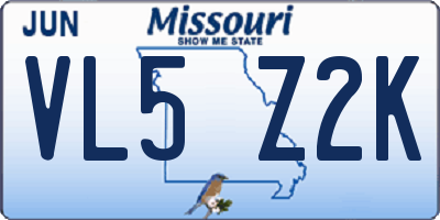 MO license plate VL5Z2K