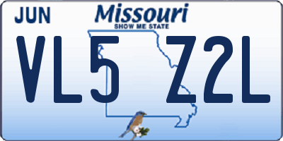 MO license plate VL5Z2L