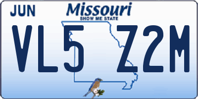 MO license plate VL5Z2M