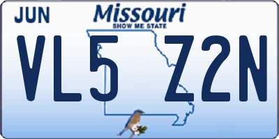 MO license plate VL5Z2N