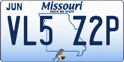 MO license plate VL5Z2P