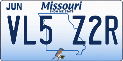 MO license plate VL5Z2R